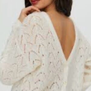 Wilfred front to back alpaca mix pointelle cardigan, XXS, cream, NWOT